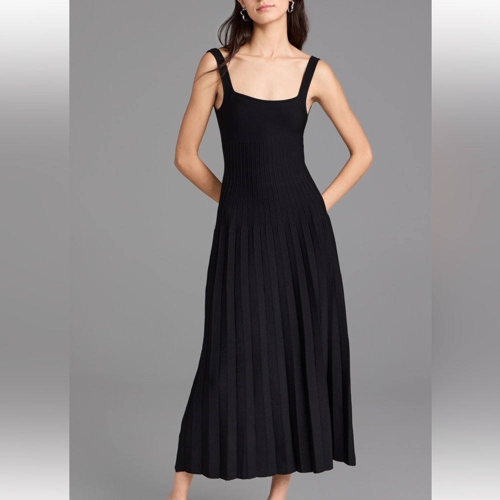 STAUD Ellison Black Pleated Maxi Dress - worn once!